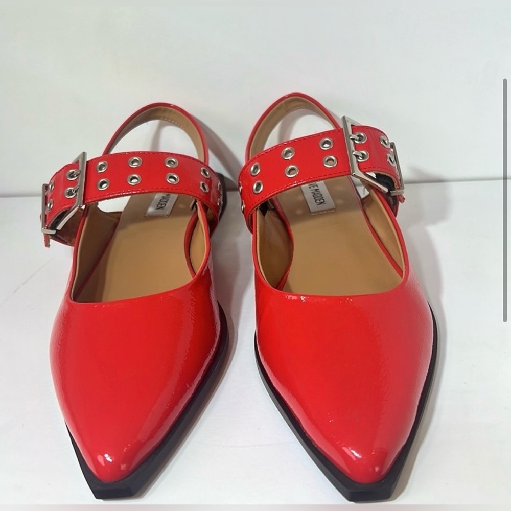 NWOT Steve Madden Lando Red Synthetic Leather Slingback Flats - Picture 4 of 7